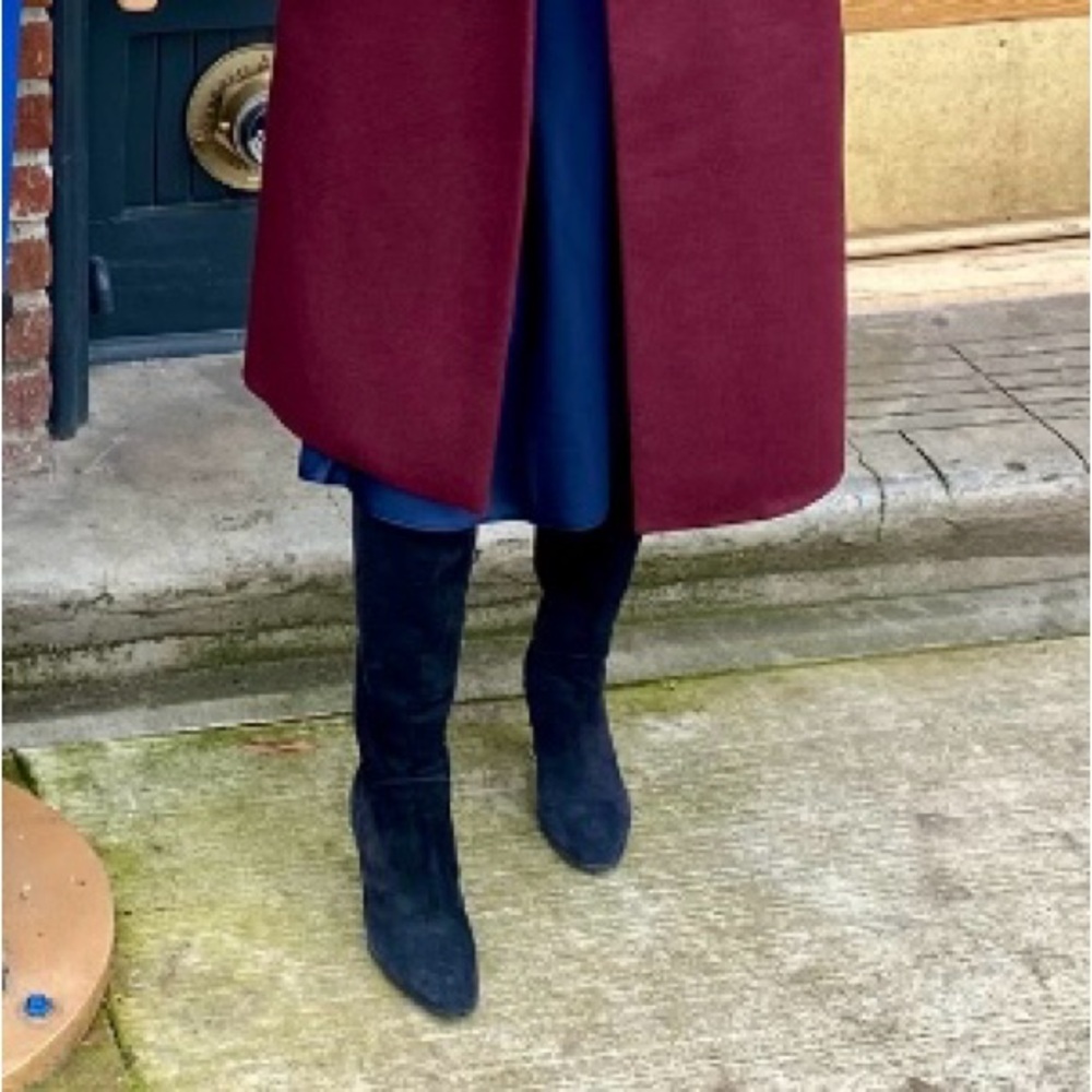 Aquatalia navy blue suede tall boots 6